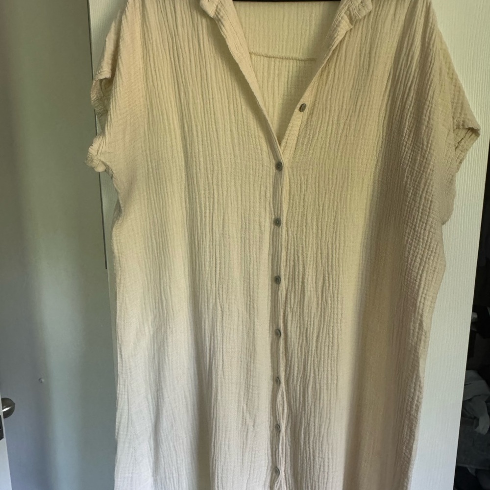 Cream Button-Up Dress